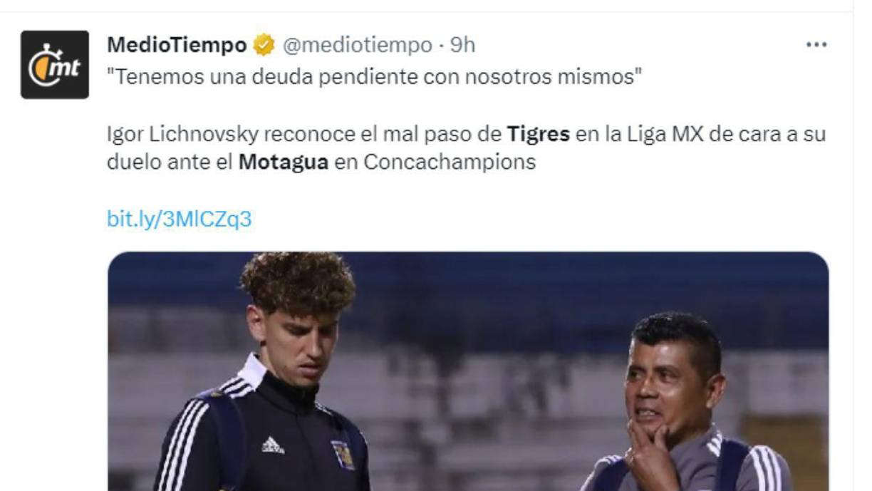 Medio Tiempo: “Tenemos una deuda pendiente con nosotros mismos”, comentó Igor Lichnovsky.