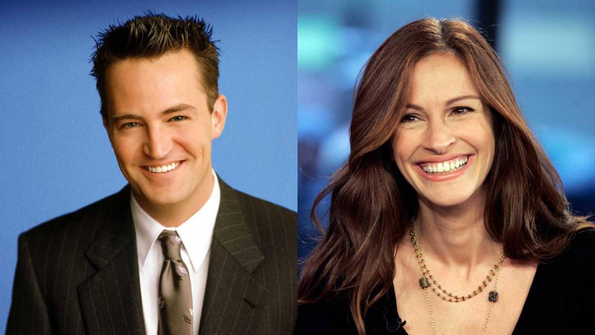 Perry tuvo una breve relación pública con Julia Roberts en 1995.”Ella era la estrella de cine más grande del mundo y yo estaba en el programa número uno de la televisión”, dijo.La cocreadora de “Friends”, Marta Kaufman, se acercó por primera vez a Perry para tratar de convencer a Roberts de que apareciera en un episodio del programa posterior al Super Bowl.Luego, los dos comenzaron a comunicarse por fax.”Tres o cuatro veces al día, me sentaba frente a la máquina de fax y miraba el trozo de papel que lentamente revelaba su siguiente mensaje”, escribió Perry.“Es como si ella hubiera nacido en este planeta para traer sonrisas al mundo y especialmente a mí ahora”.