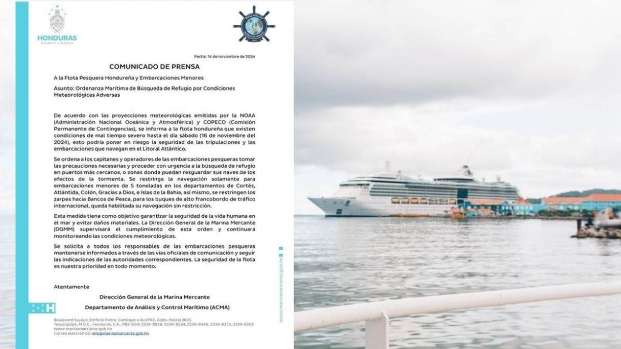 La Marina Mercante recién emitió una alerta para las embarcaciones pesqueñas de todos los tamaños. Ordenó a los capitanes y operadores de embarcaciones tomar las medidas de precaución necesarias, así como buscar de inmediato refugio en puertos cercanos o zonas donde puedan resguardar sus naves.