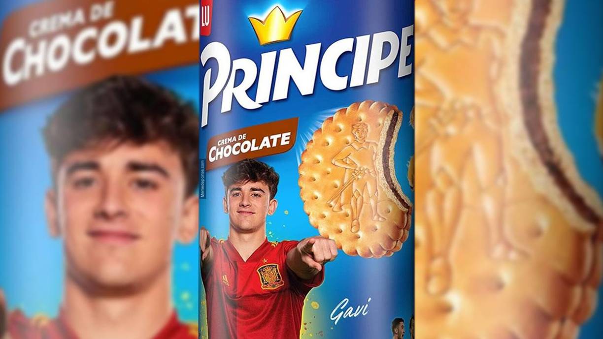 Una imagen está corriendo por las redes sociales como la pólvora. Se trata de la última campaña publicitaria de Gavi. Ahora es imagen de las galletas Príncipe. Sin duda, se trata de un auténtico presagio de lo que podría pasar con el futbolista si sigue encandilando a los miembros de la Casa Real.
