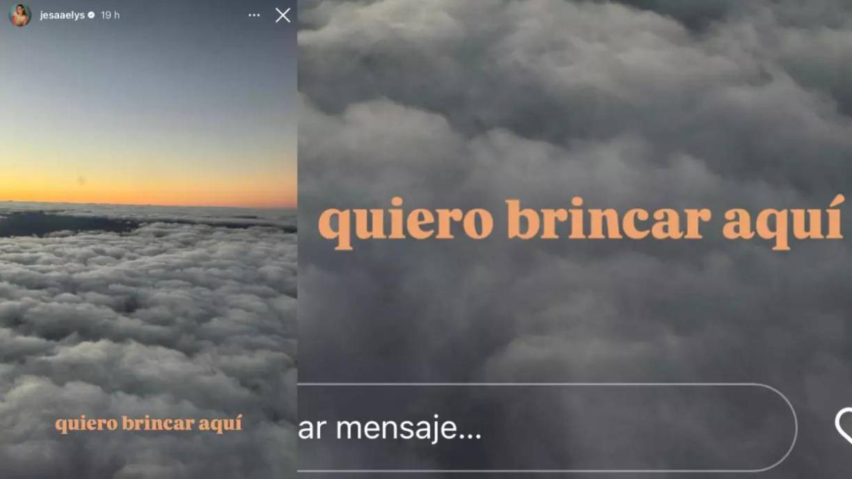 “Quiero brincar aquí”, escribió la también emprendedora mostrando la imagen de una vista desde lo alto en la que se observan una serie de nubes.