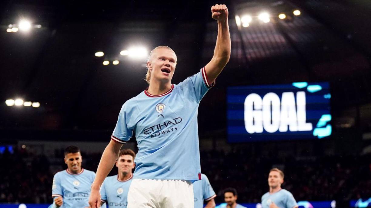 El goleador noruego solo jugó 45 minutos en el partido y se despachó con un doblete.