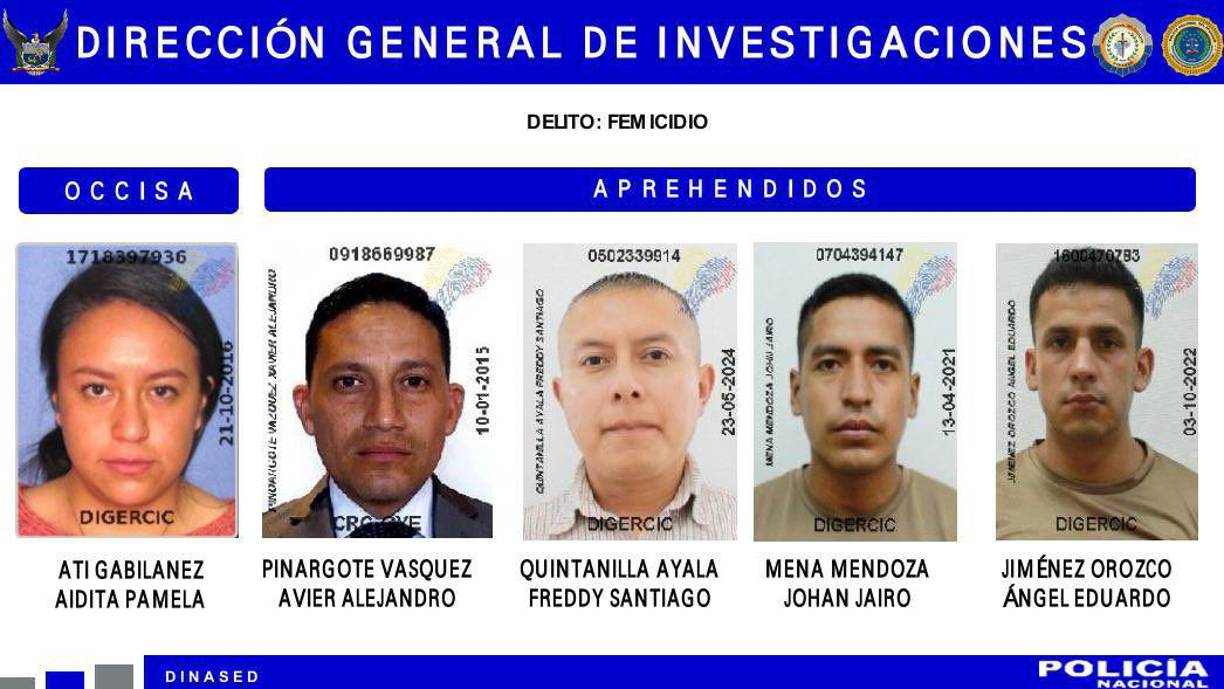 Asimismo, 18 militares habían sido retenidos por ocho horas para investigación, finalmente la Fiscalía decidió vincular a cuatro militares que son los oficiales Alejandro P., Freddy Q., Johan M., Ángel J., como principales sospechosos del femicidio de Aidita Ati.