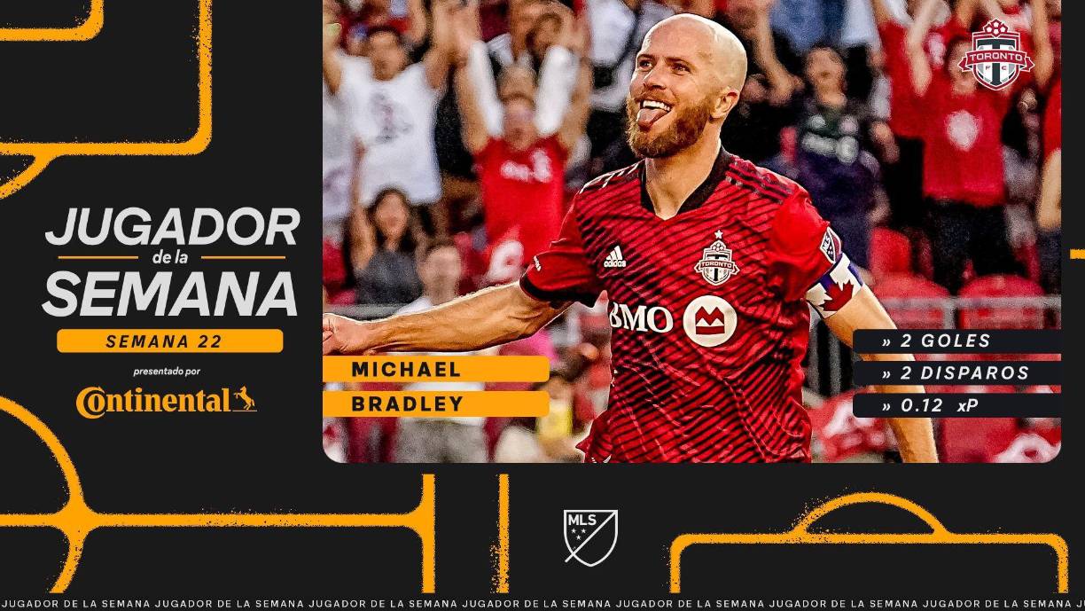 Además, el estadounidense Michael Bradley fue elegido como el MVP de la Semana 22 de la MLS.