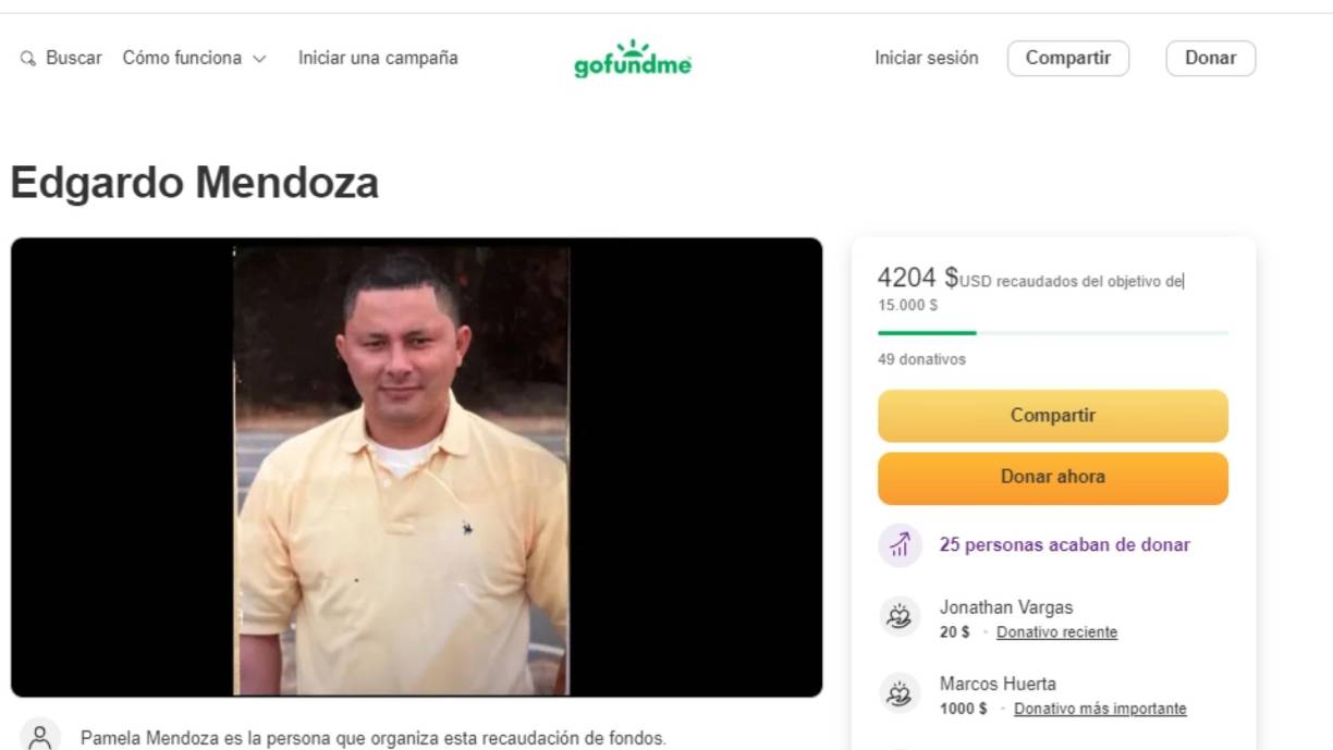 “En lo que puedan aportar se los agradeceremos inmensamente”, escribió su hija en <a rel="nofollow noopener noreferrer" href="https://www.gofundme.com/f/edgardo-mendoza" target="_blank">Gofundme</a>