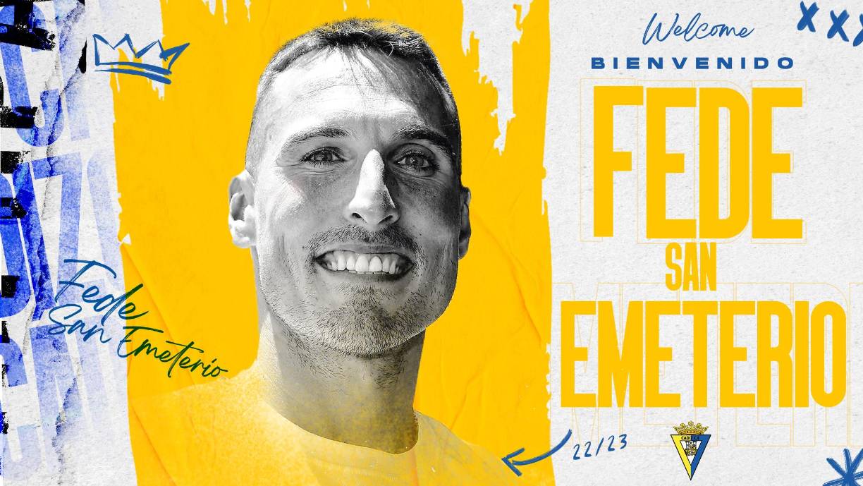 OFICIAL: El Cádiz anunció el fichaje del mediocentro Fede San Emeterio por cuatro temporadas. Llega gratis procedente del Valladolid.