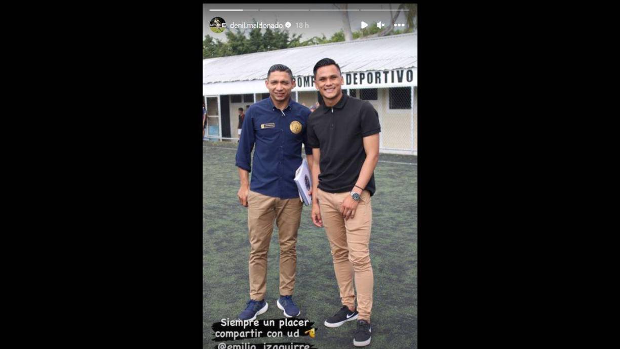 Denil subió una foto con el actual director deportivo del Motagua, Emilio Izaguirre. “Siempre será un placer compartir con usted”, escribió.