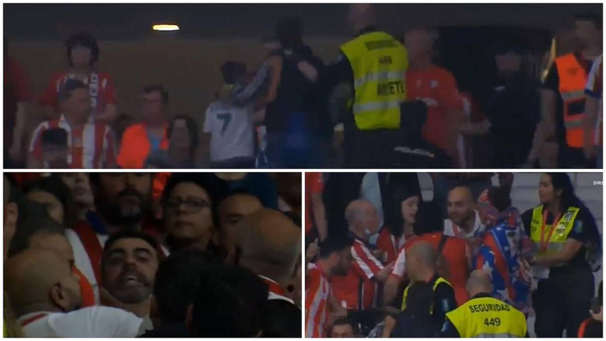 Una imagen lamentable se vivió en el Wanda Metropolitano. En una grada del estadio rojiblanco se sentaron un padre y su hijo, aficionados del Real Madrid, pero no pudieron ver en sus asientos el encuentro porque fueron expulsados entre insultos de la grada.