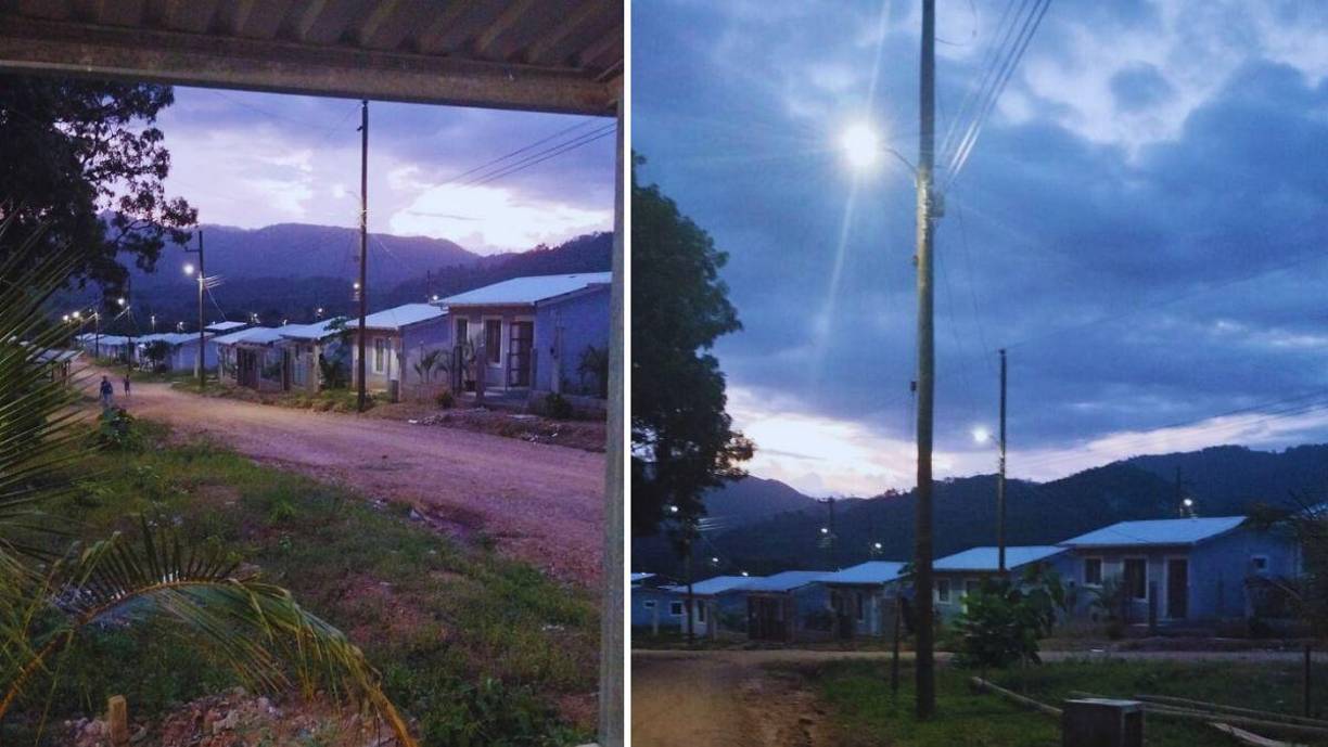 Personal de la Enee ha estado trabajando las últimas dos semanas y hoy, antes del atardecer, hicieron las primeras pruebas. El júbilo de la población no se hizo esperar porque se mudaron a las casas desde noviembre y desde entonces vivían alumbrándose con velas.