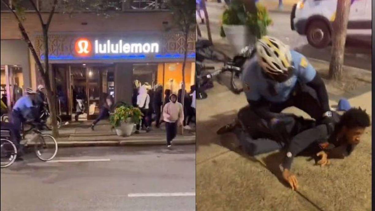 En los videos viralizados en redes sociales se pueden ver a los adolescentes corriendo para salir de la tienda Apple cargando accesorios y teléfonos de la tienda.