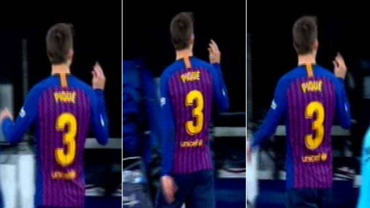 Y otra polémica tuvo como protagonista a Piqué. La afición del Real Madrid emprezó a gritarle al defensor, por lo que inmediatamente el central levantó la mano derecha haciendo el gesto de hablar, lo que encendió más los ánimos.<br/>