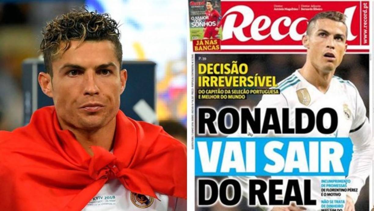 El diario portugués Record publica en portada que Cristiano Ronaldo ha tomado la 'decisión irreversible' de abandonar el Real Madrid este verano disgustado por las promesas incumplidas de Florentino Pérez, y según información de Marca, en el club merengue ya contemplan la salida del crack portugués. Su destino, de acuerdo a Record, estaría en Francia (PSG), Inglaterra (Manchester United) o Italia (Juventus, AC Milan, Inter y Roma).