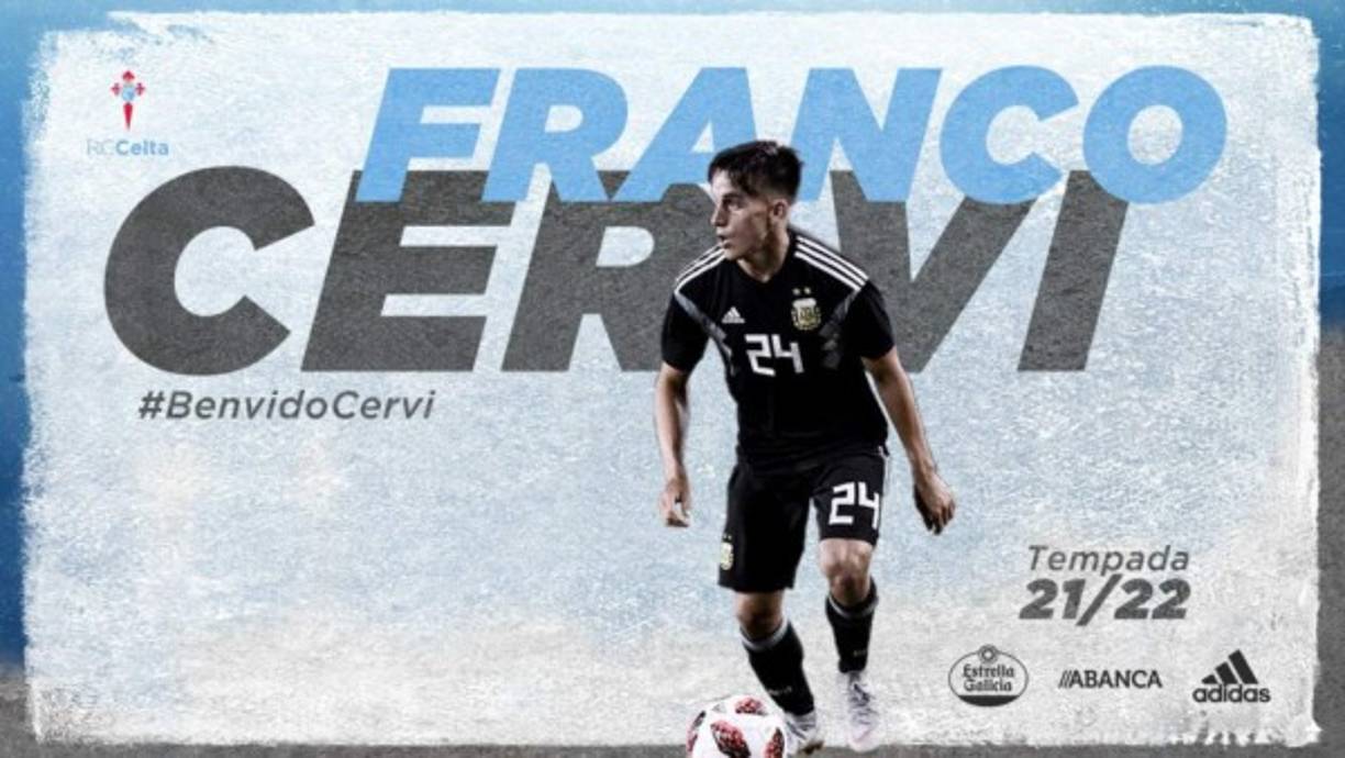 El Celta de Vigo anunció la contratación de Franco Cervi, interior argentino que llega procedente del Benfica. El jugador firmó hasta el 2024. Foto Twitter Celta de Vigo.