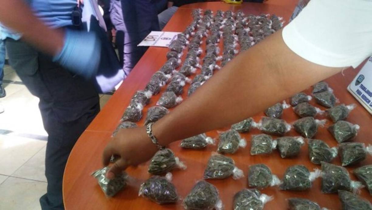 Momento en el que las autoridades contaban la cantidad de droga decomisada.