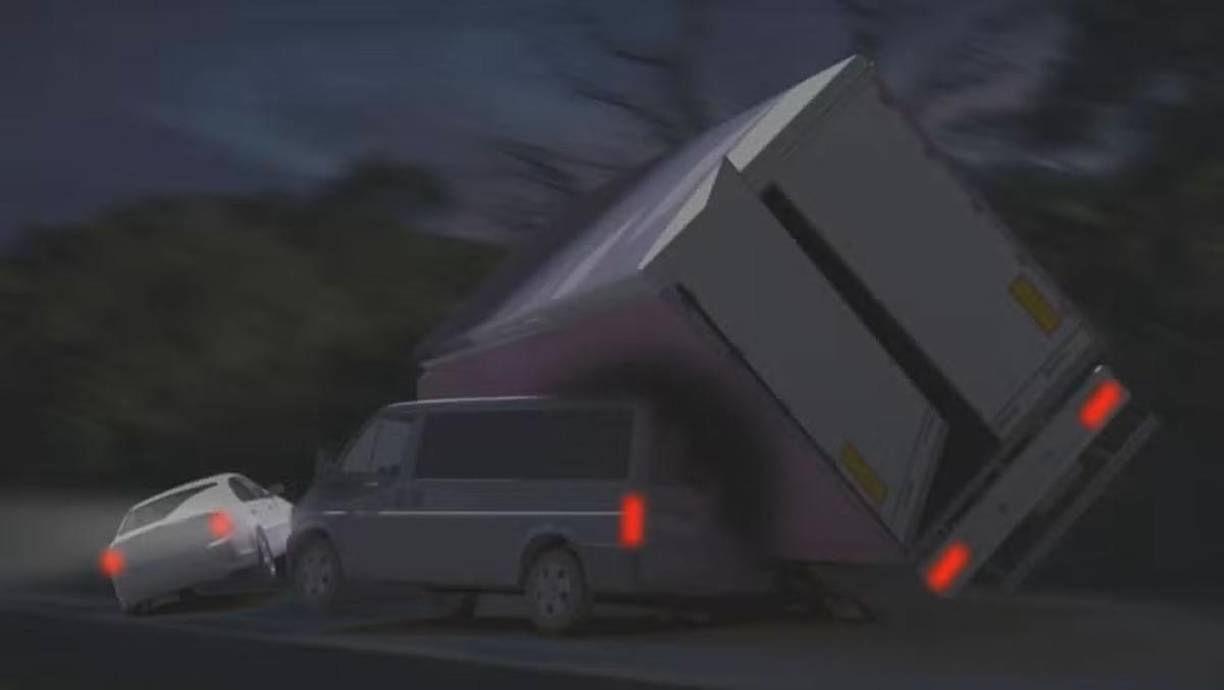 Ilustración muestra cómo habría ocurrido un accidente en la carretera BR-376, en Paraná.