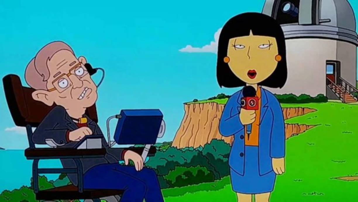 El científico apareció entrevistado para un noticiero en la serie Padre de Familia.