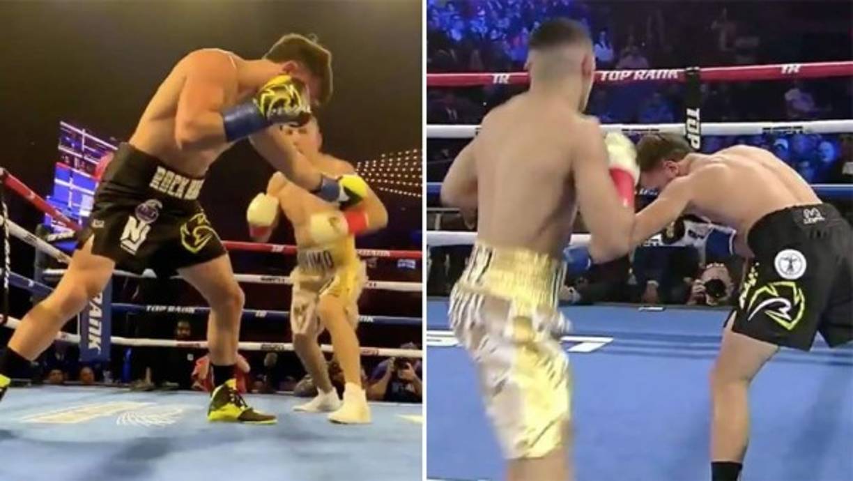 El combate de peso ligero fue pactado a tres minutos por round y de 10 asaltos, pero Teófimo lo derribó en el primero sin muchos problemas.