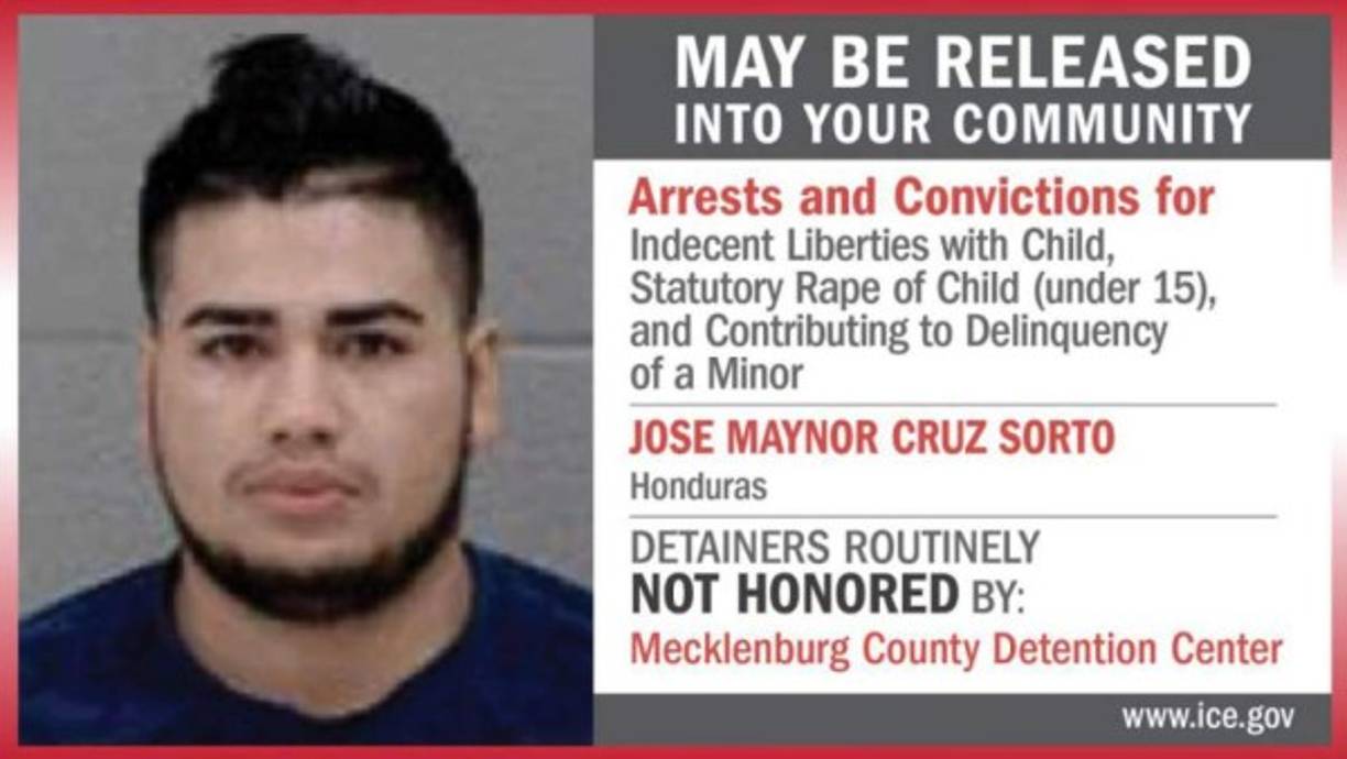 José Maynor Cruz Sorto: Tiene una orden de captura por incidentes de actos de lujuria con niños y tentativa de violación contra un menos de 15 años. Además, contribuyó con el reclutamiento de menores para realizar actividades delictivas. La orden de captura fue girada por el condado Mecklenburg.