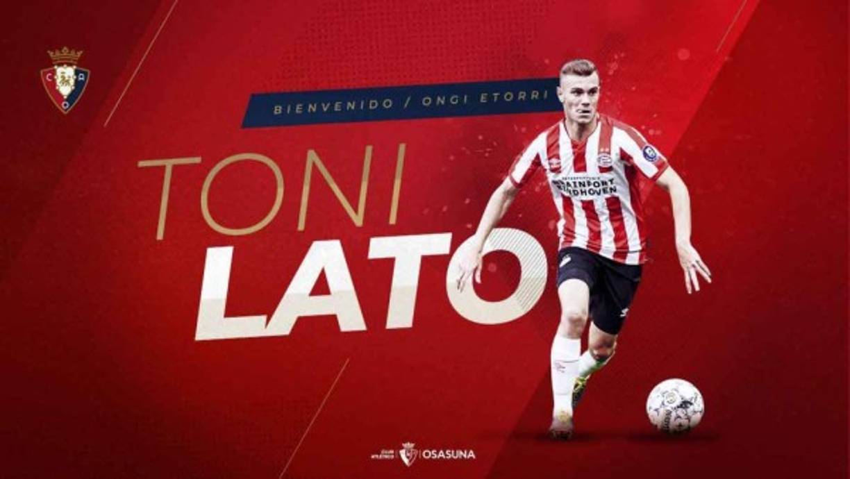 Toni Lato: El lateral izquierdo español rompe su cesión con el PSV y llega a Osasuna en calidad de cedido para lo que resta de temporada. El futbolista sigue perteneciendo en propiedad al Valencia.