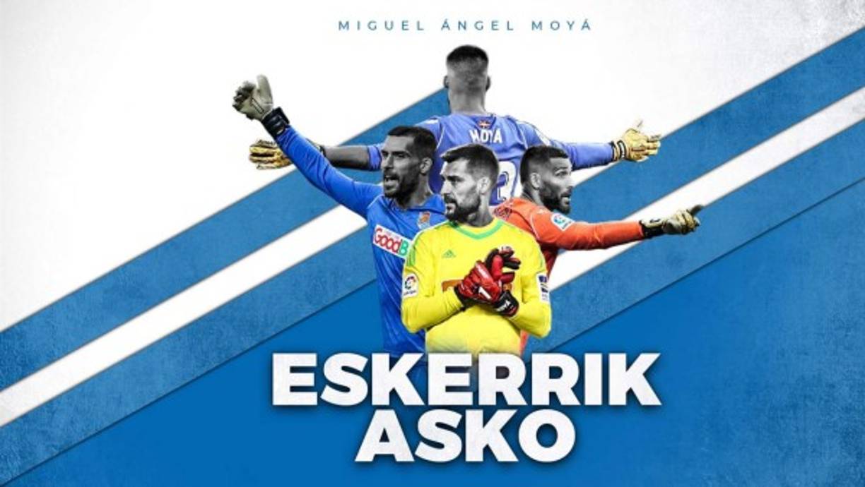 La Real Sociedad comunicó que el portero Miguel Ángel Moyá no seguirá en sus filas tras acabar contrato. El cancerbero cuenta con 37 años de edad. Foto Real Sociedad Twitter.<br/>