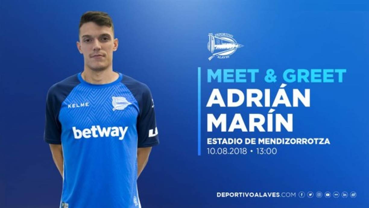 El Alavés ha fichado al lateral izquierdo Adrián Marín . Firma hasta junio de 2021 y llega del Villareal.