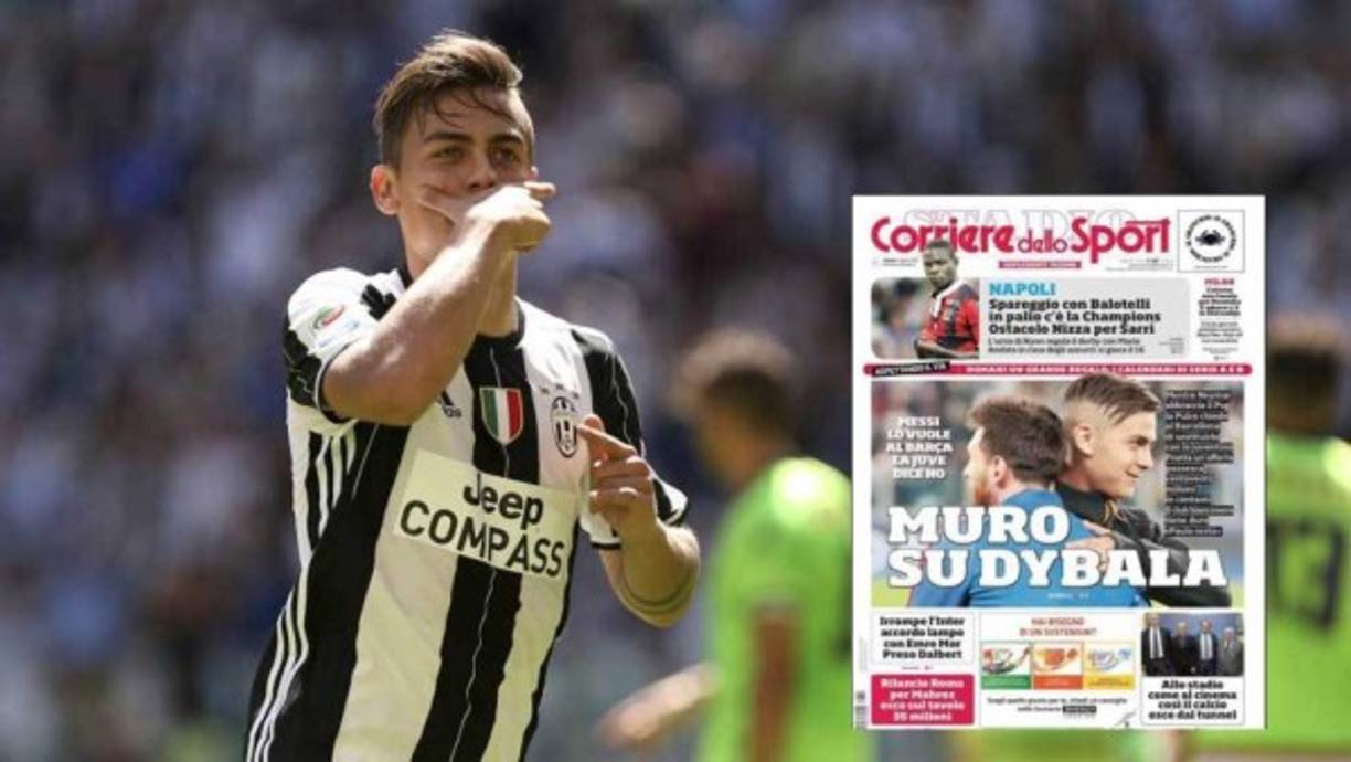 Il Corriere dello Sport abre en su portada del sábado con la información de que el joven futbolista argentino Paulo Dybala es el deseo de su compatriota Lionel Messi para reforzar el ataque del FC Barcelona. Tras la marcha de Neymar, el Barça necesita a otra superestrella y parece que el crack de la Juventus es el elegido. ¿El problema? Que la Juve no aceptará la oferta de 120 millones de euros.