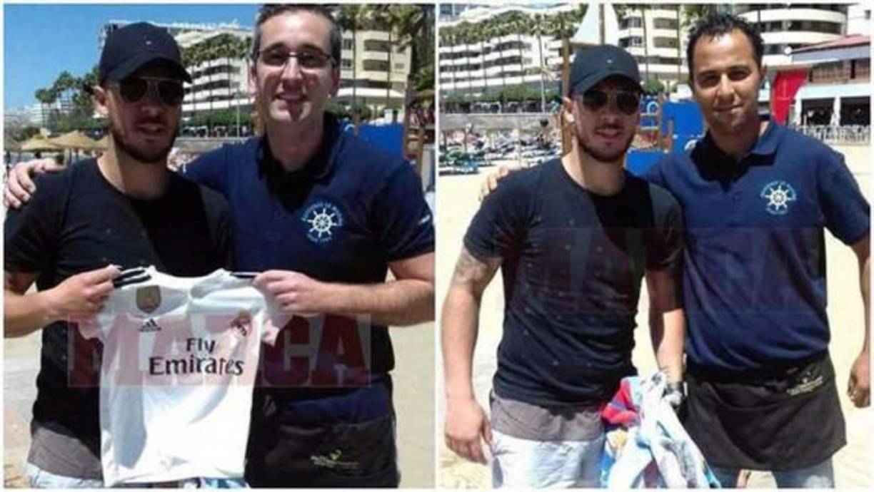 Eden Hazard ya está en España y ya posa con la camiseta del Real Madrid. El crack belga se encuentra descansado en Marbella y allí no ha dudado en fotografiarse con los aficionados del equipo blanco que le han visto e incluso ha tomado una camiseta del que en los próximos días se convertirá en su nuevo equipo.