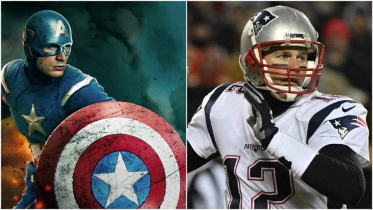 Capitán América - El jugador estadounidense de fútbol americano Tom Brady, de los New England Patriots.