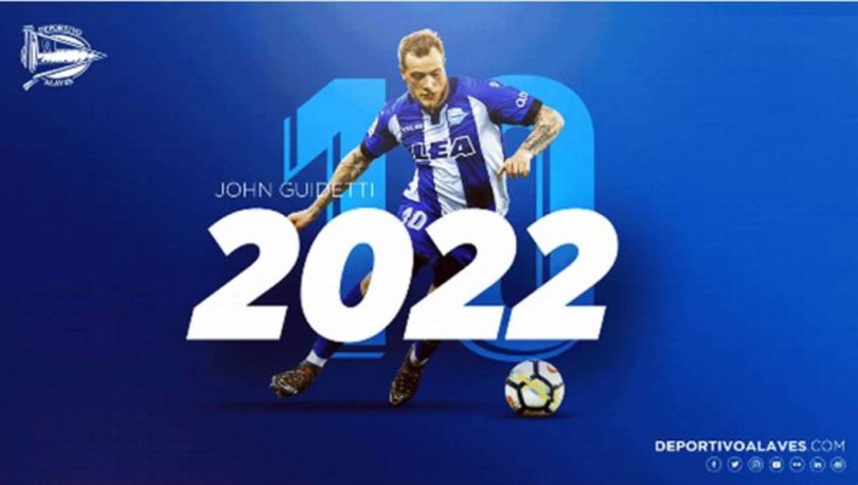 El Alavés hace oficial el fichaje de John Guidetti hasta 2022. El delantero estaba cedido en el club vasco desde el mercado invernal y viendo el buen rendimiento que ha dado el Alavés ha decidido hacer un esfuerzo por él. Twitter Alavés