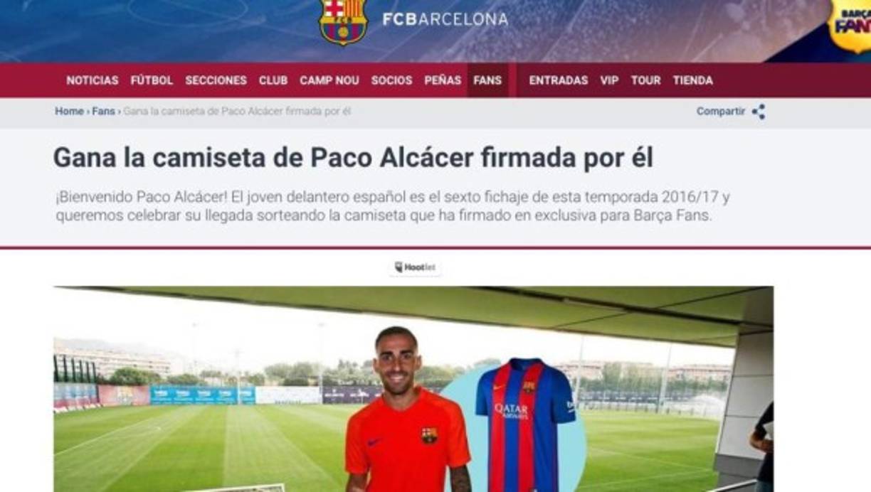 El FC Barcelona todavía no ha comunicado de manera oficial el fichaje de Paco Alcácer aunque es un secreto a voces. De hecho, el futbolista ha estado este lunes en la Ciudad Deportiva del Barcelona pasando la revisión médica. También aprovechó haciendo una serie de fotos comerciales para el club y una de ellas se coló en la web del club. Allí aparecieron varias fotos de Alcácer vestido de azulgrana. Unas imágenes que no han sentado nada bien en Valencia.