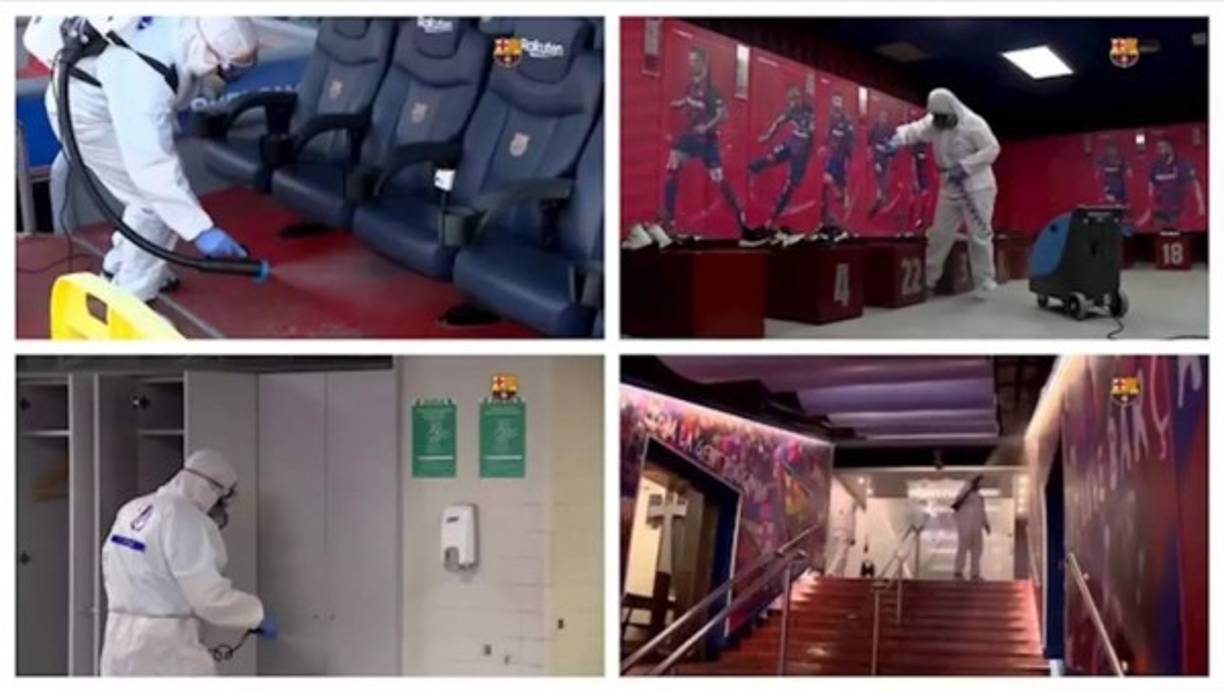 Así fue el proceso de desinfección del Camp Nou.