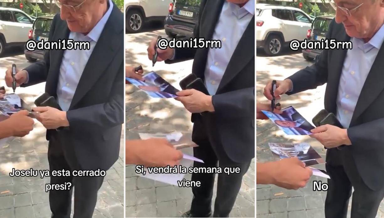 Florentino Pérez, presidente del Real Madrid, confirmó, a un aficionado que le pidió autógrafos en la calle, la llegada del delantero español Joselu Mato al conjunto blanco la próxima semana a la vez que negó que el club tenga plan de incorporar a más futbolistas.
