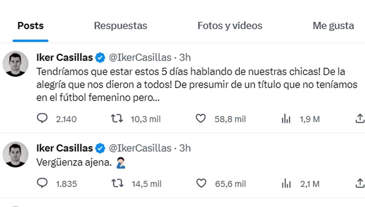 El exportero español y campeón del mundo con España, Iker Casillas, alzó la voz en redes sociales por la decisión de Luis Rubiales: “Vergüenza ajena”.