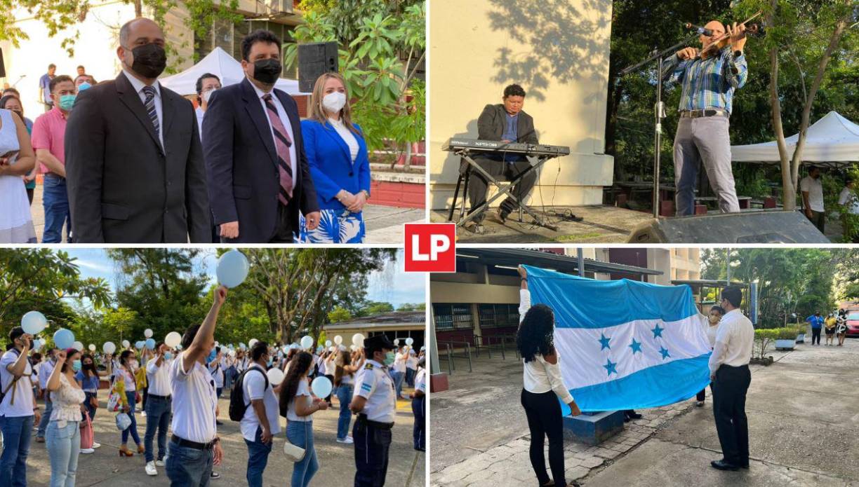 Con música, color y muchísimo patriotismo, la Universidad Nacional Autónoma de Honduras en el Valle de Sula (Unah-VS) desarrolló el acto de izamiento de la Bandera Nacional.