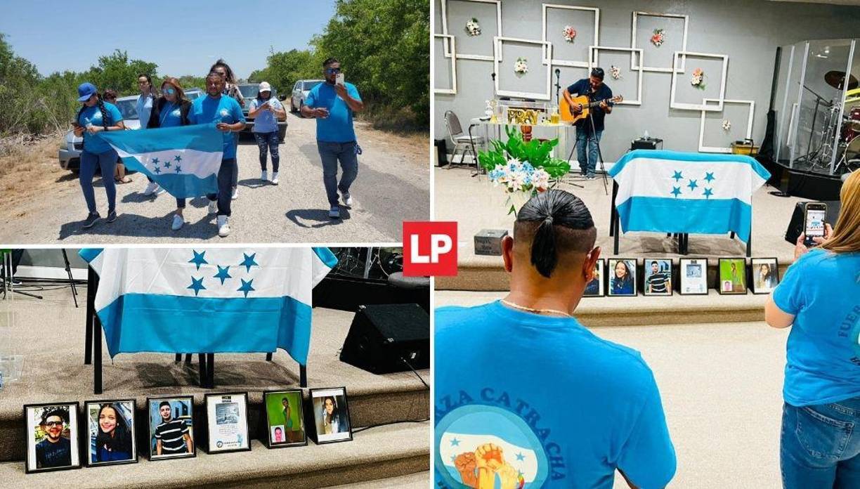Varios hondureños que residen en Houston, Texas, rindieron homenaje a los compatriotas que murieron asfixiados dentro de un tráiler el lunes 27 de junio de 2022.
