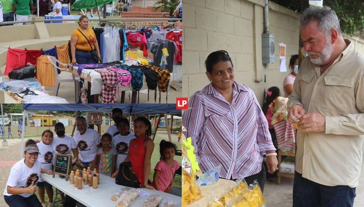 El alcalde Roberto Contreras asistió y recorrió cada uno de los stands en la Primera Feria de Emprendimiento que realizaron los vecinos del sector Chamelecón en el Parque Recreativo.