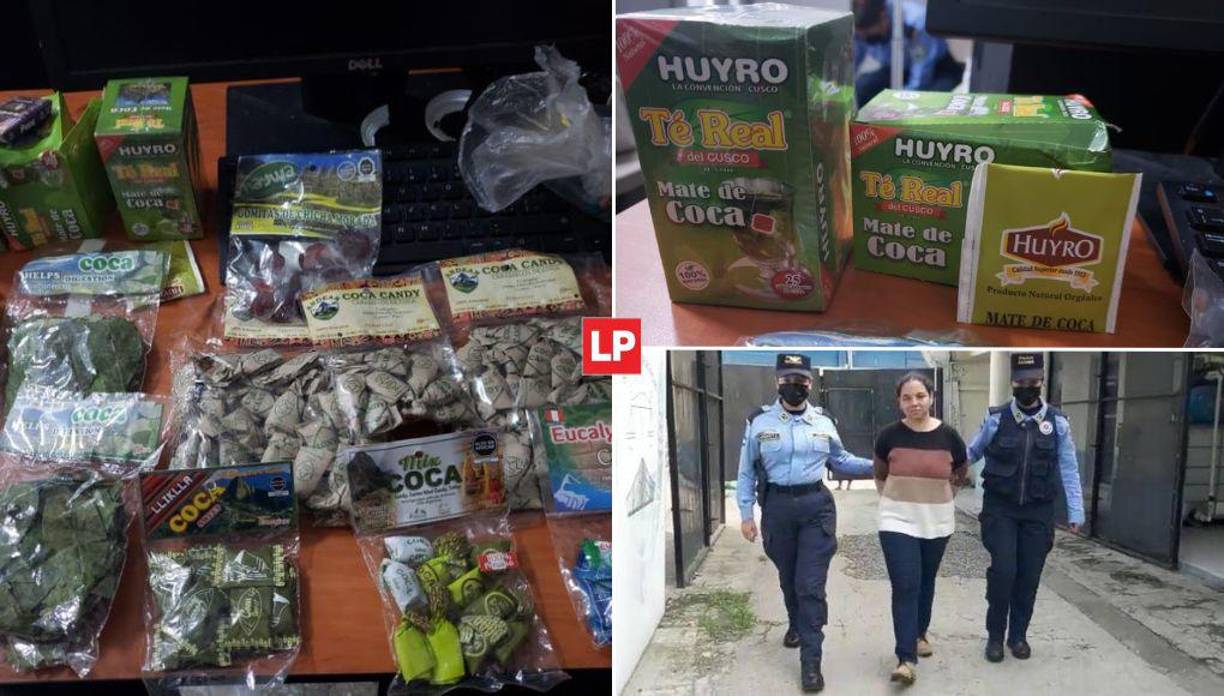 Una mujer que llegó a San Pedro Sula con una serie de dulces hechos con hojas de coca fue detenida por la Policía Nacional.