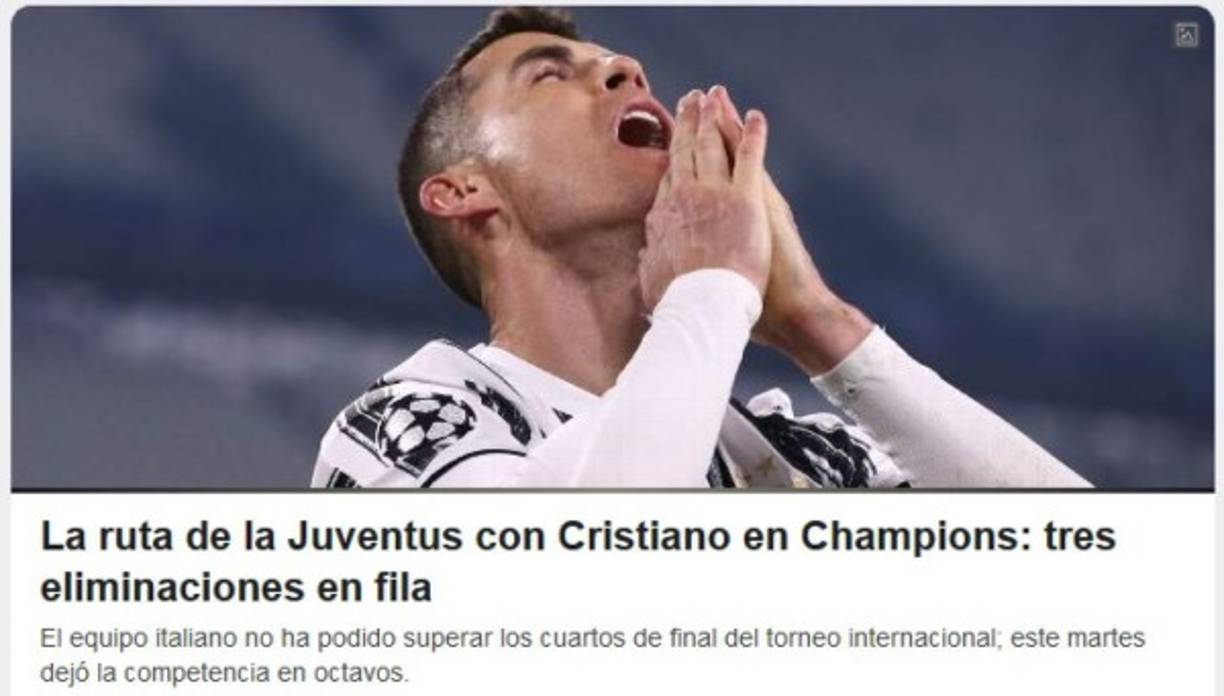 ESPN agudiza el análisis de Cristiano y su infortunio con Juventus en Europa. Multicampeón en Madrid y eliminado tres veces con Juventus.