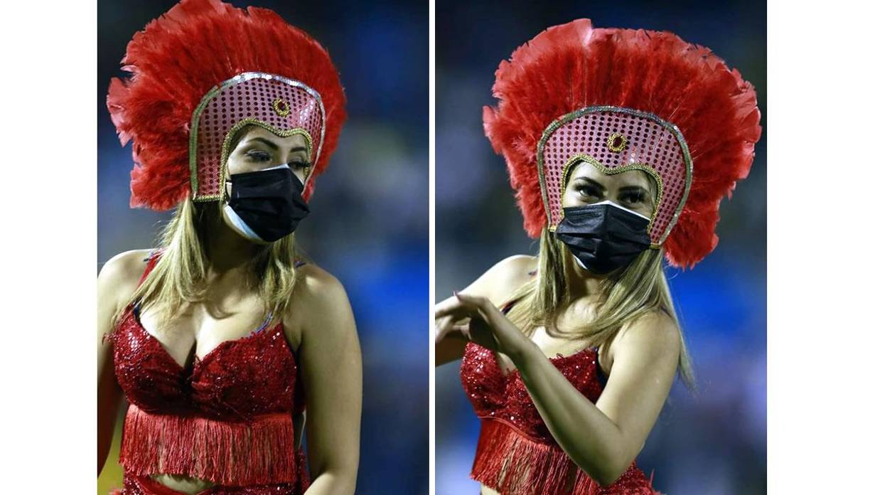 Esta linda chica cautivó en el césped del Morazán con sus baile.