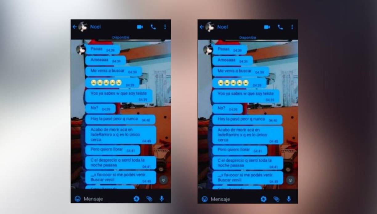 Los últimos mensajes de Noel Orozco a su amiga antes de morir. 