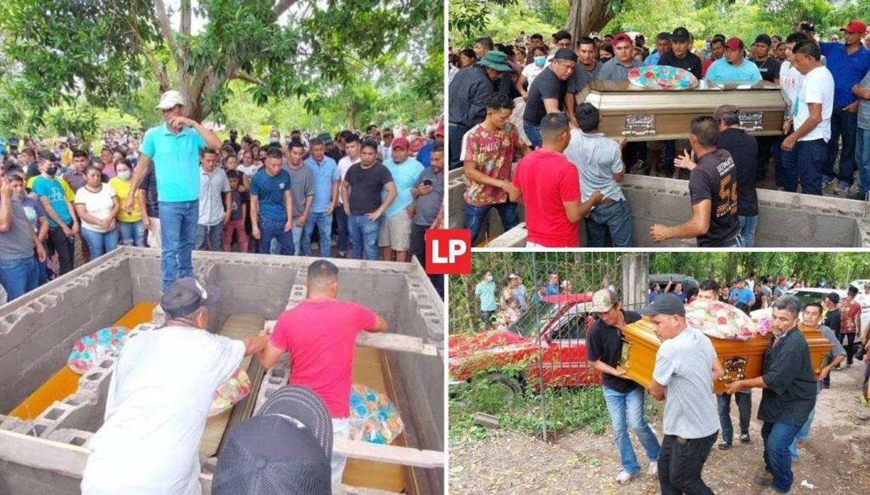 En medio del dolor y clamor por justicia, familiares, vecinos y hasta el alcalde dieron el último adiós a las tres víctimas mortales de la masacre en el municipio de Ilama, Santa Bárbara.