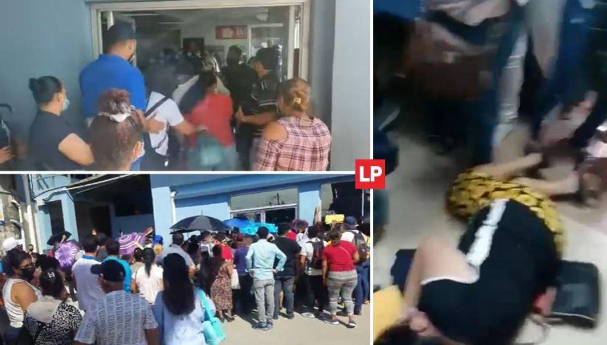 Empujones, gritos y hasta una señora derribada fue el resultado del desorden hecho ayer por los pacientes en el Instituto Hondureño de Seguridad Social (IHSS) de San Pedro Sula.