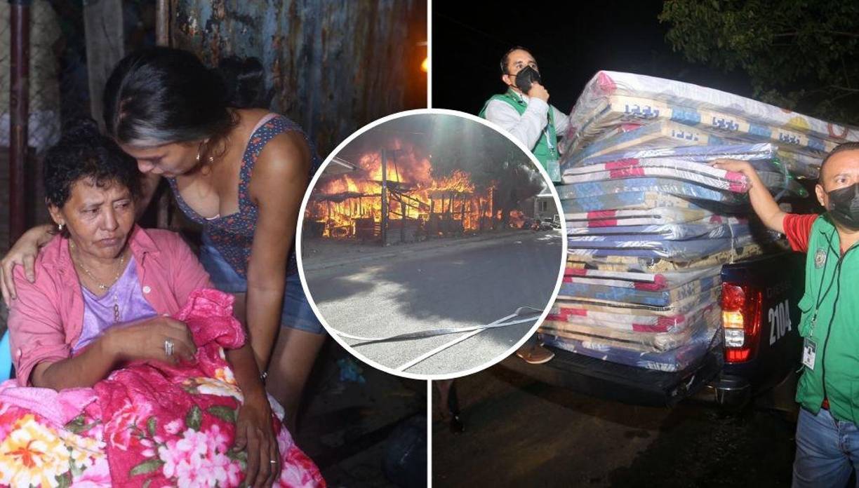 Esta viernes por la mañana, el alcalde Roberto Contreras y equipos municipales llegaron el bordo de Los Naranjos, sector Los Cármenes, para apoyar a las familias afectadas por el incendio que se registró ayer en horas de la tarde.