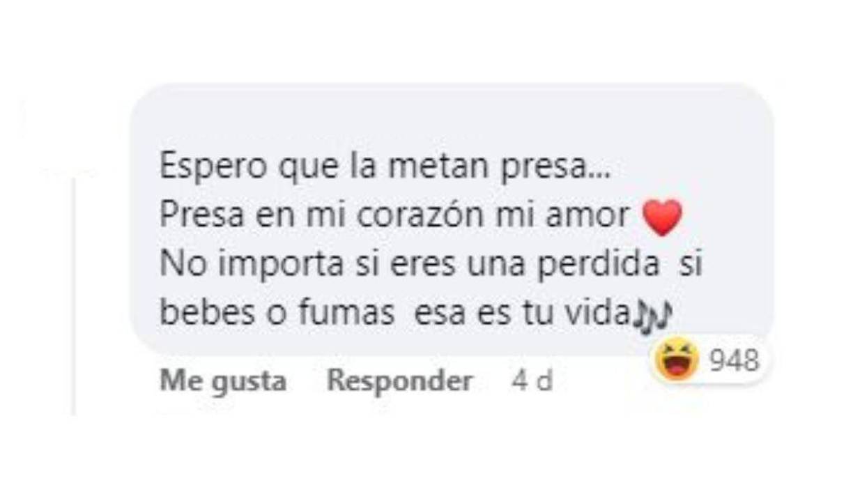 La Dipampco difundió en redes sociales las fotografías de la joven. Casi de manera automática, el aspecto físico de la sospechosa captó la atención de los internautas, quienes comenzaron a dejar comentarios de broma en la publicación.