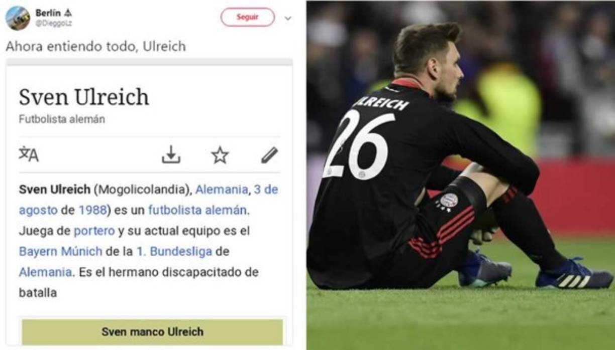 El error de Sven Ulreich que terminó por eliminar al Bayern Múnich contra el Real Madrid en la Champions League no pasó desapercibido por los cibernautas. Los usuarios se burlaron del portero alemán en las redes sociales.