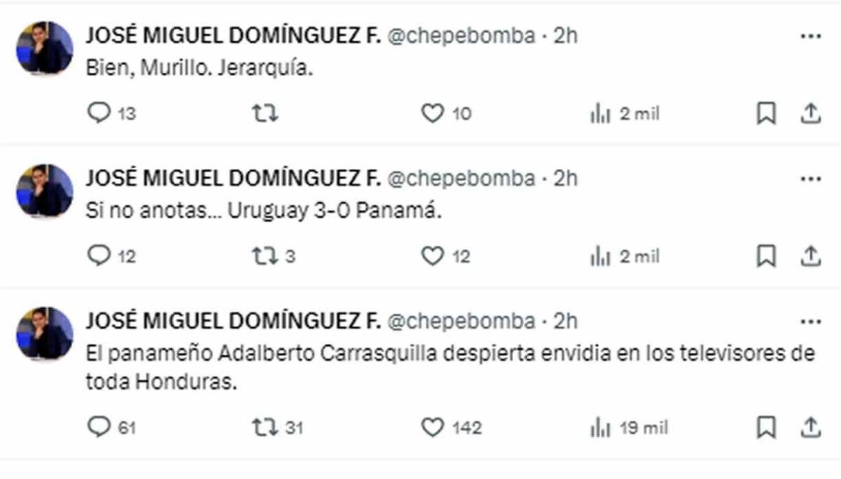 A ‘Chepe Bomba’ le afectó mucho la derrota de Panamá y se acordó de los hondureños: “El panameño Adalberto Carrasquilla despierta envidia en los televisores de toda Honduras”.