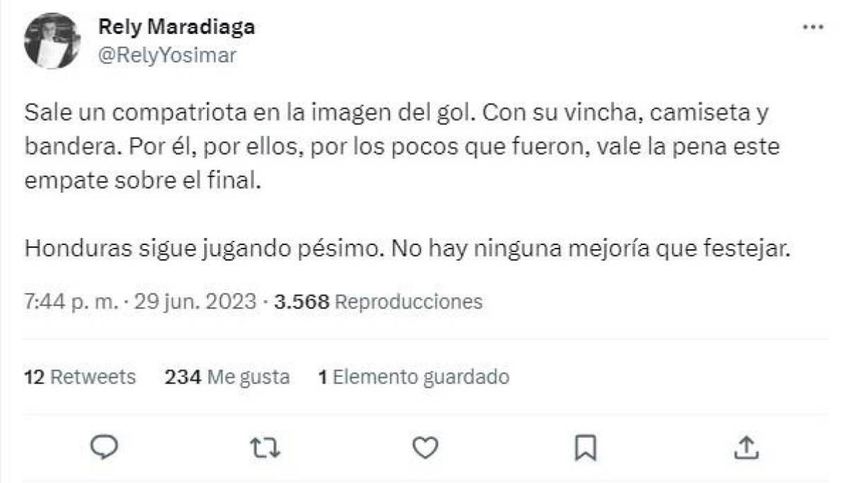 Rely Maradiaga: “Honduras sigue jugando pésimo. No hay ninguna mejoría que festejar”.