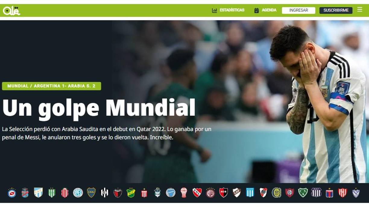 Olé en su crónica si fue crítico “ Se olvidó en el vestuario sus propios principios futboleros y arrancó el Mundial de la peor manera”. 