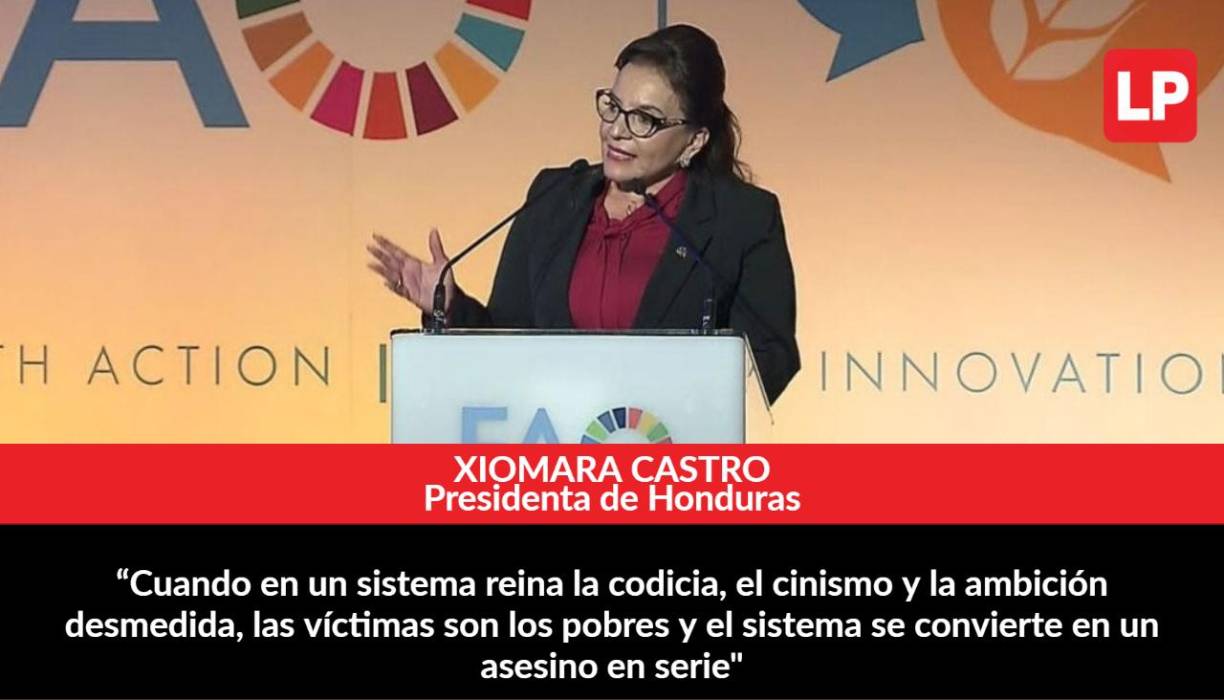 Frases de Xiomara Castro en su discurso en el foro sobre seguridad alimentaria de la FAO