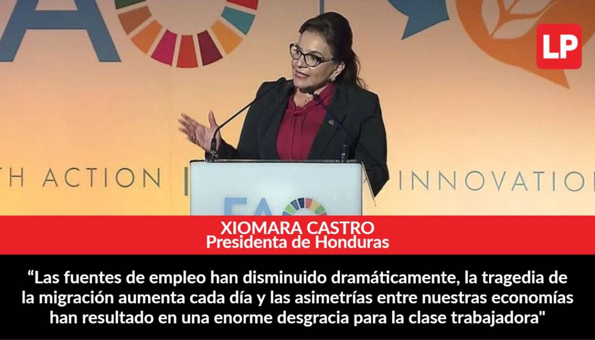Frases de Xiomara Castro en su discurso en el foro sobre seguridad alimentaria de la FAO